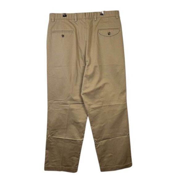 Dockers Odyssey Twill Khaki Trousers Chino Cuffed Pleated Tan Beige Size 36x31 - Picture 2 of 13